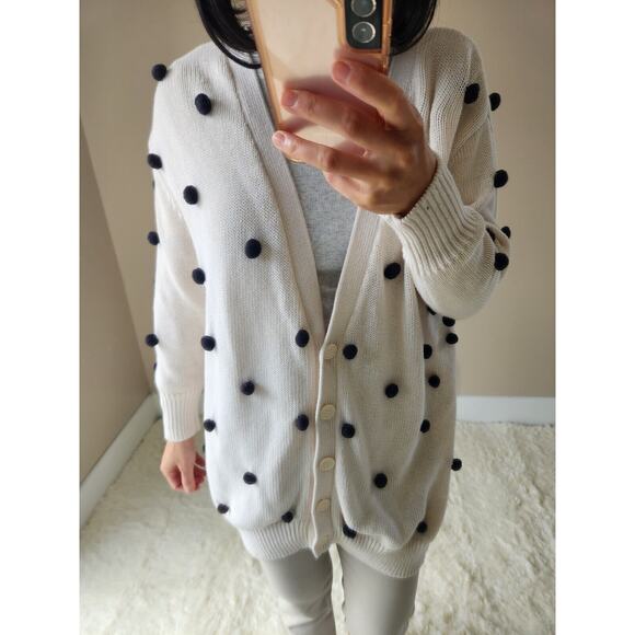 The GREAT The Bobble Cardigan Pom Pom Size Great 1 US S White #1H414 - Picture 1 of 12